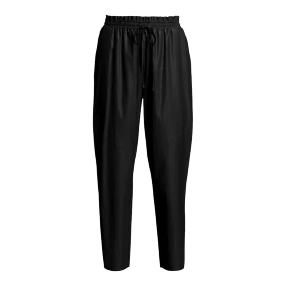 Ramy Brooke New York Samson Black Faux Leather High Rise Jogger Pants Womens Med - Picture 4 of 14
